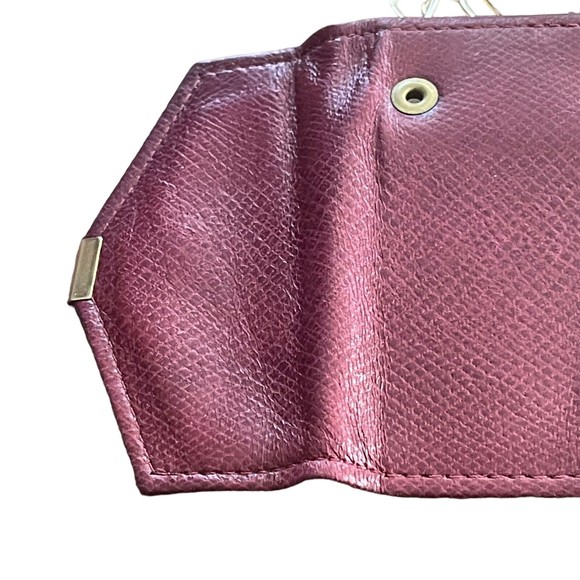 Rolfs Trifold Press Lock Key Kaddy Holder Case Burgundy Gold Lambskin Vintage - Picture 7 of 9